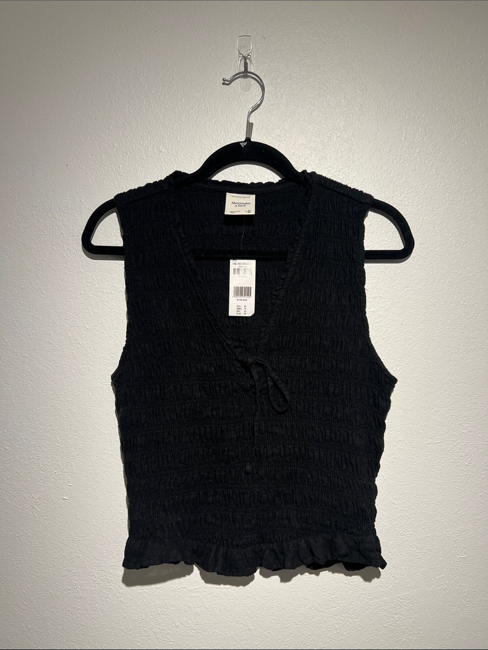 Abercrombie Linen-Blend Tie-Front Smocked Top